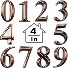 Jetec 10 Pcs House Numbers 3D Door Mailbox 0-9 4 x 2.5 Inches, Bronze