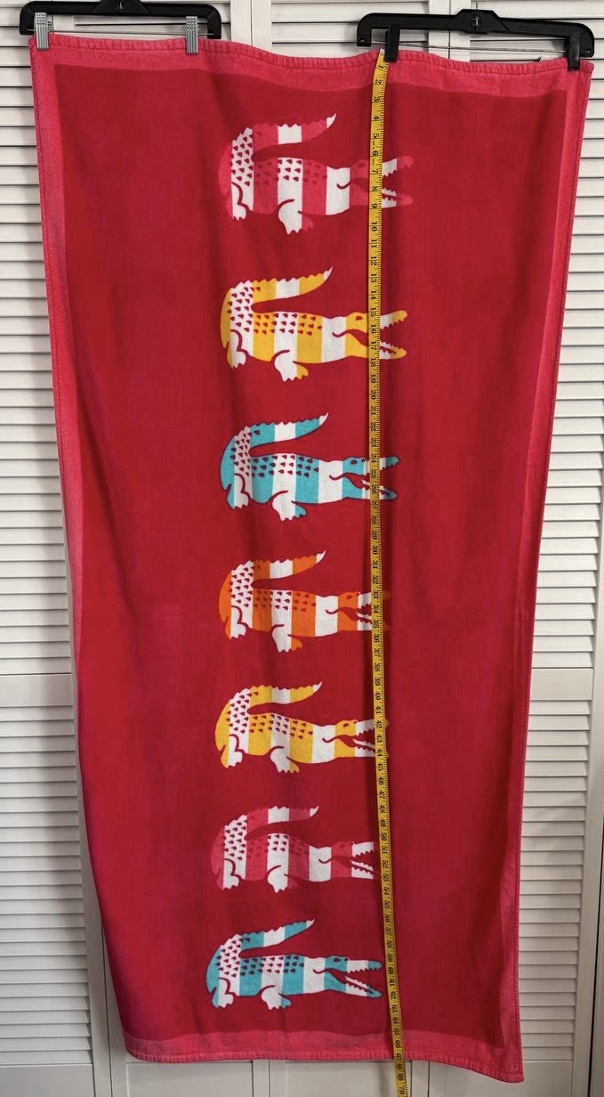 Lacoste Multi Color Beach Towel 7Crocodile Stripe Logo 34"x 68" gallery