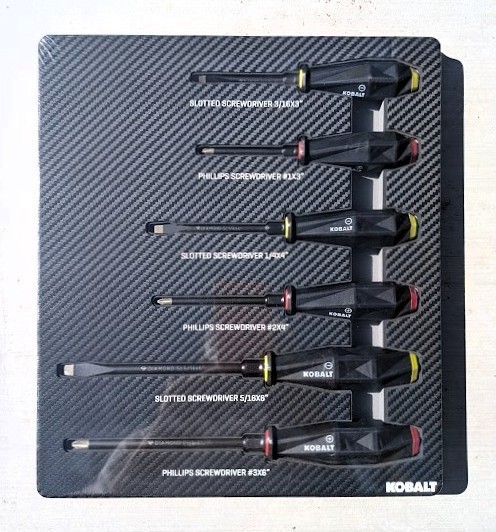 Kobalt Screwdriver Set -6 Types and Sizes With Foam Insert Tray gallery