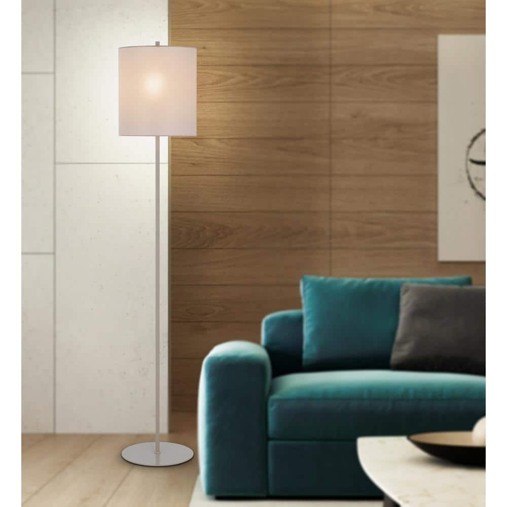 CAL Lighting 62.5 in. Height Painted Silver Standard Floor Lamp With Linen Shade gallery