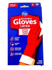 1 PAIR MEDIUM Comfort REUSABLE Gloves EXTRA LONG CUFF Superior Protection, RED