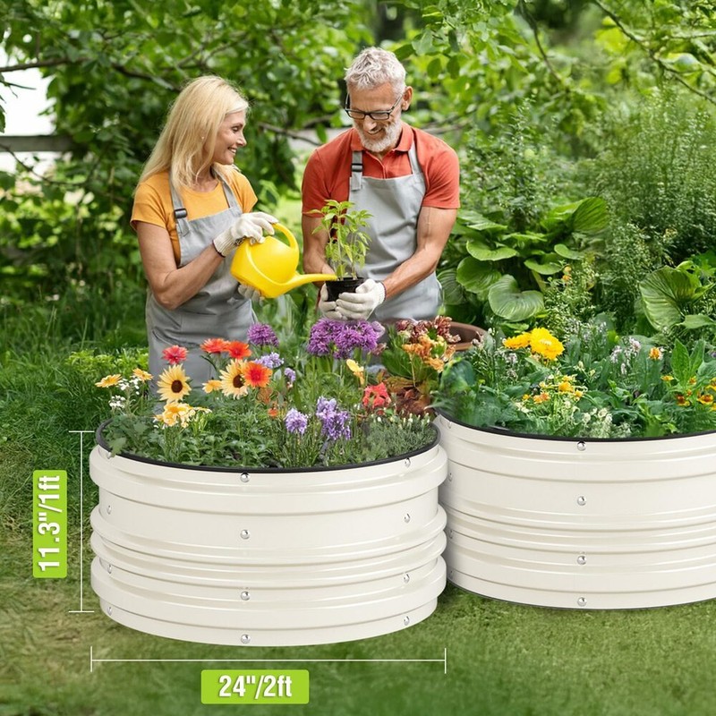 WORKPRO 3PCS 2x2x1FT Galvanized Garden Beds, Rust-Proof, Easy to Assemble, White gallery