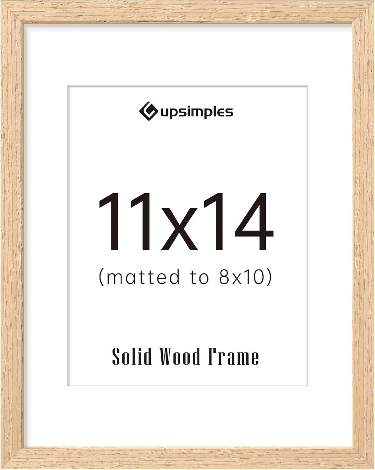 11X14 Picture Frame, Natural Solid Wooden Picture Frames, Display 8X10 with Mat gallery