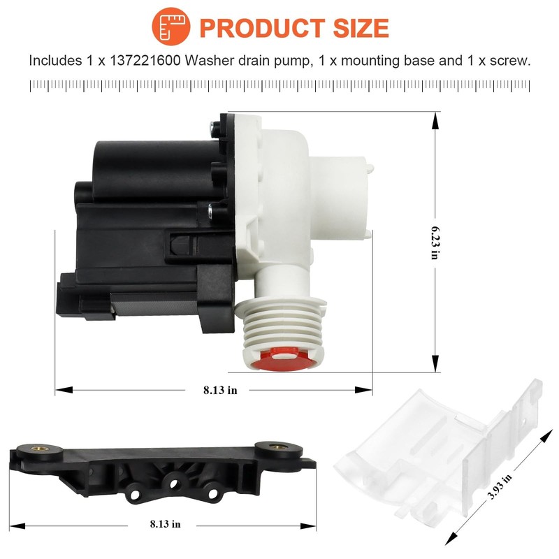 Washer Drain Pump Replacement for Kenmore Frigidaire - 365 Days Warranty, Fits M gallery
