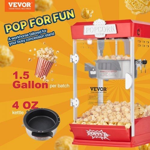 Popcorn Maker 480W Popcorn Popper Machine 4 Oz Kettle Makes 1.5 Gallon per Batch gallery