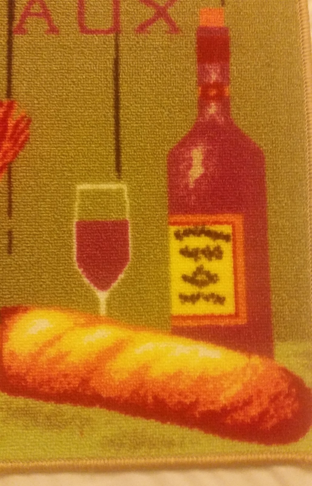 PRINTED NYLON KITCHEN RUG (non skid latex back) (18" x 30") FOOD ON THE TABLE,RT gallery