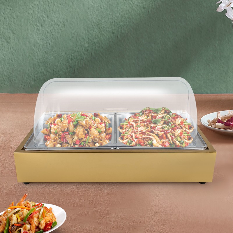 Buffet Cold Serving Display Tray, Cooling Food Dishes Display Plate Case w/Lid gallery