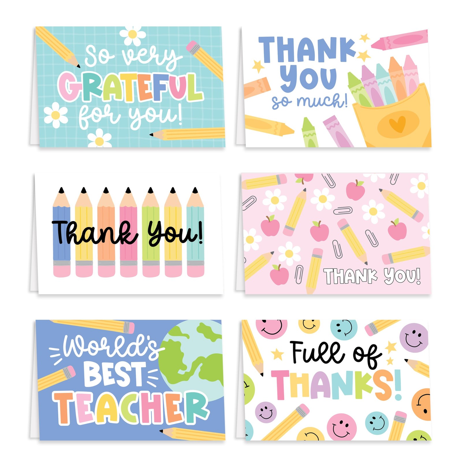 Hadley Designs 24 Teacher Thank You 4 x 6 Inches, Colorful Pastel Bright gallery