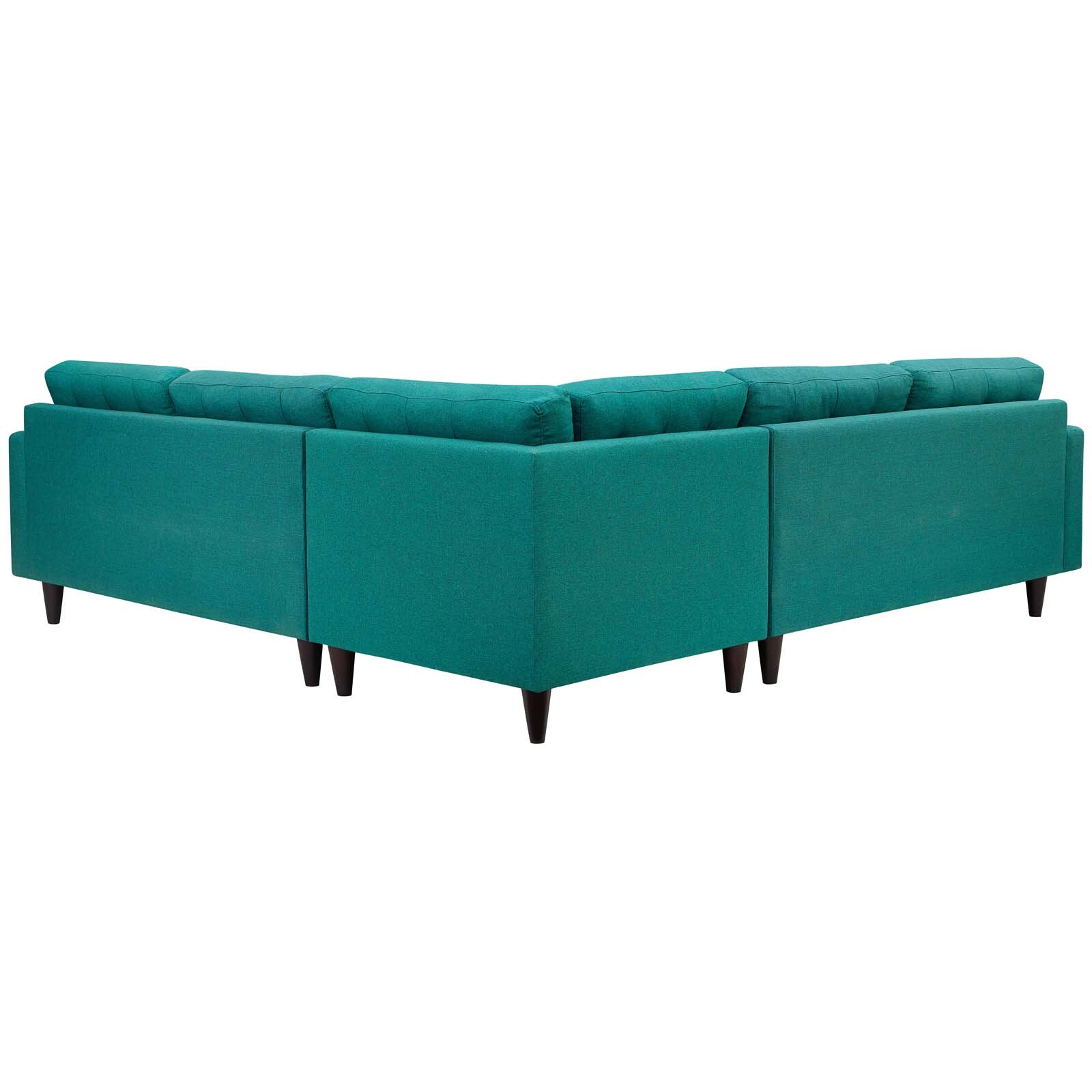 Modway Mid-Century Modern Tufted Fabric Upholstered Sectional Sofa Set in Teal gallery