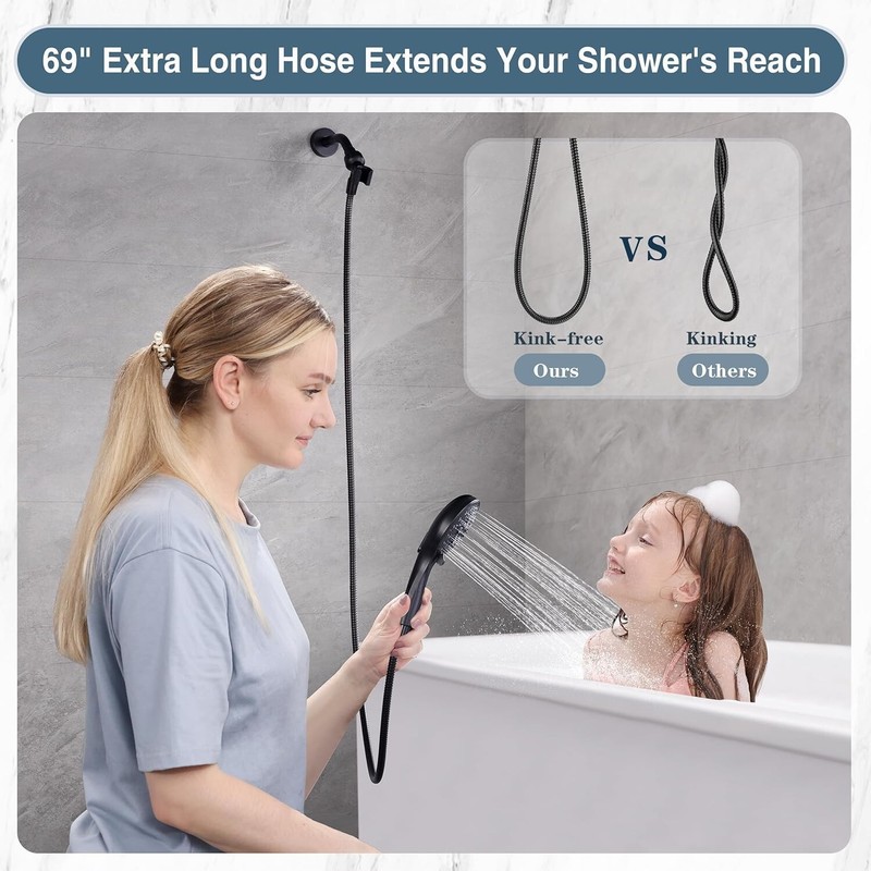 High Pressure 9 Spray Settings Handheld Shower Head & 69'' Hose PSS9901-06 gallery