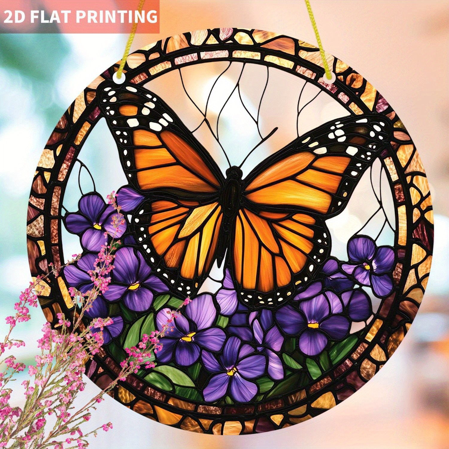Monarch Butterfly Stained Acrylic Suncatcher Purple Violet Hanging Decoration gallery