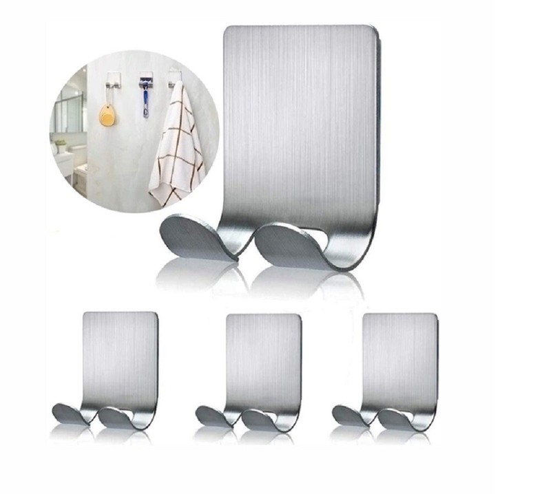 4 Razor Holder Shaving Brush Bracket Wall Adhesive Shower Stainless Steel Hook gallery