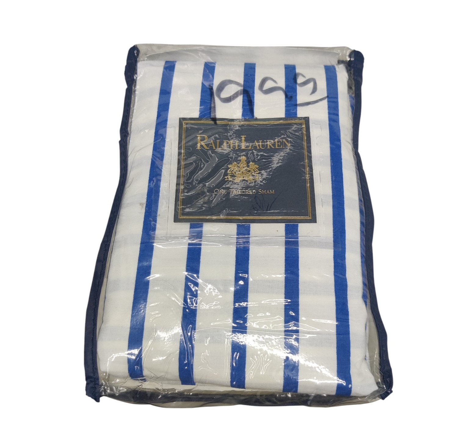 VTG Ralph Lauren Regatta Nautical Pillowcase Sham Cadet Blue Striped 20 x 36 in gallery