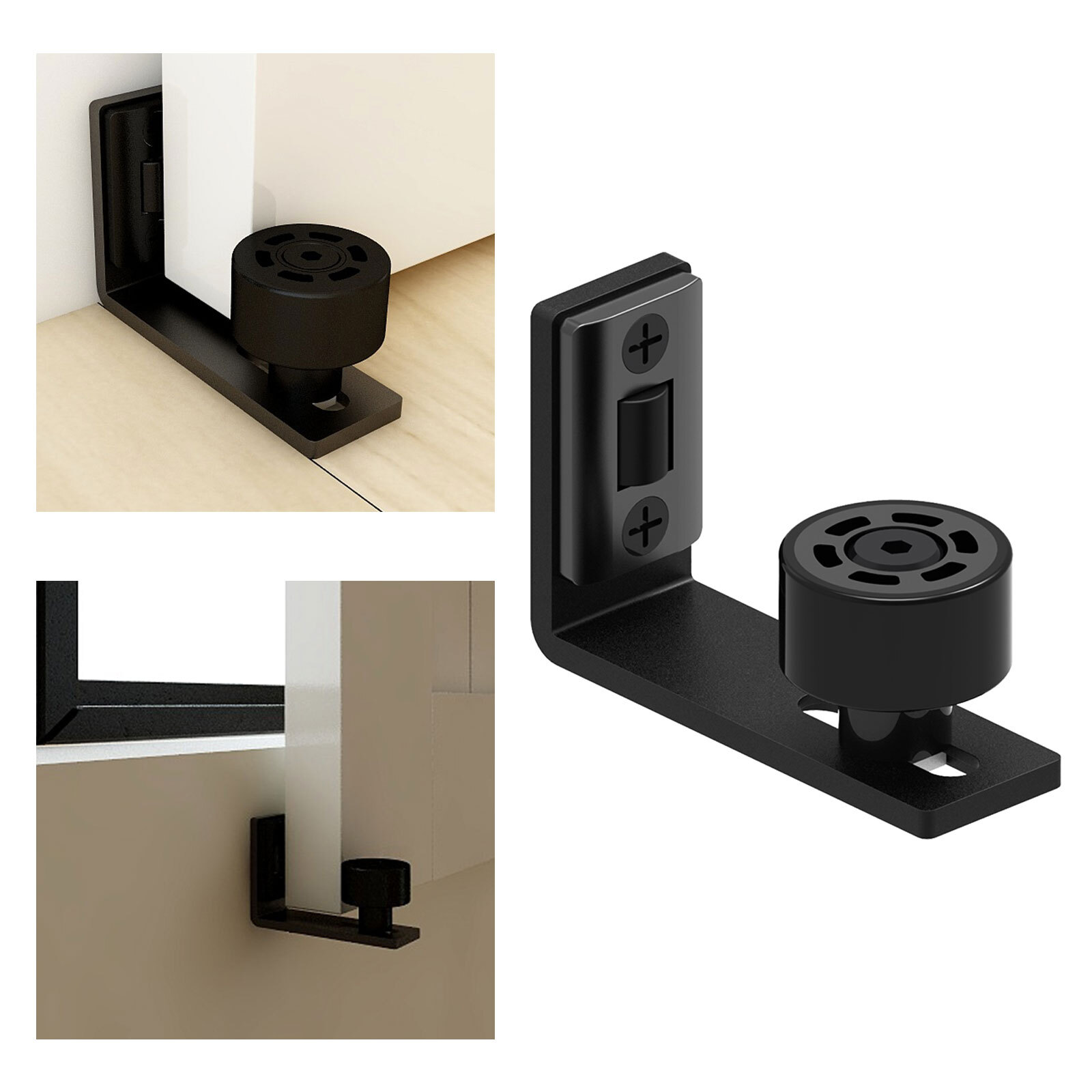 1PC Sliding Barn Door Bottom Floor Guide,Adjustable Roller,Wall Mount System gallery