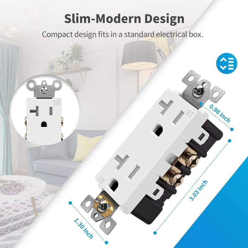 50PCS Outlet Socket Decora Duplex Receptacle 20 Amp 125 Volt Grounding UL listed gallery