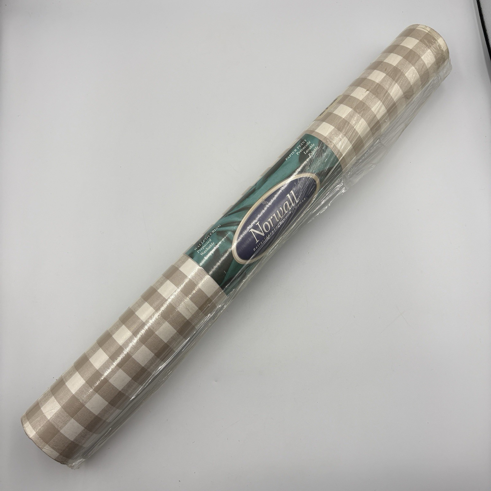 Norwall KB18272 Plaid Checkered Wallcovering Roll Prepasted Strippable 55.7sq ft gallery