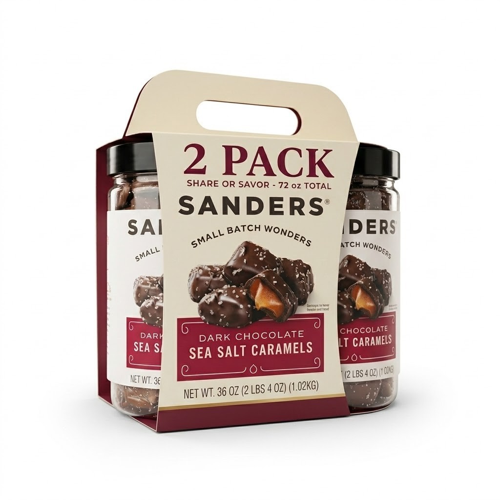 Sanders Dark Chocolate Sea Salt Caramels 36 oz Jars 2 Pack Gourmet Candy gallery