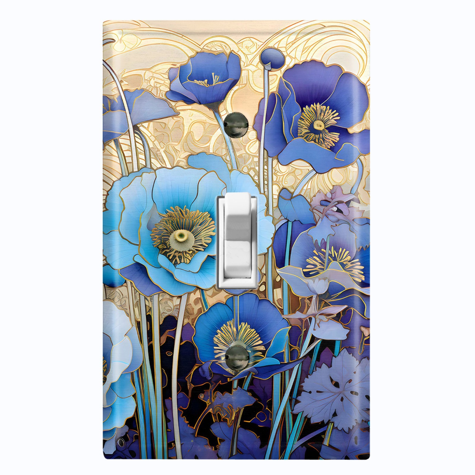 Metal Light Switch Outlet Cover Wall Plate Blue Purple Poppy Flowers FWR419 gallery