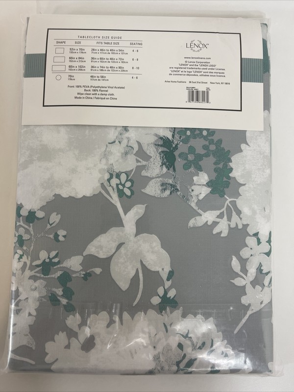 Tablecloth LENOX Rectangle 52" x 70" Indoor/Outdoor Vinyl Flannel BRAND-NEW gallery