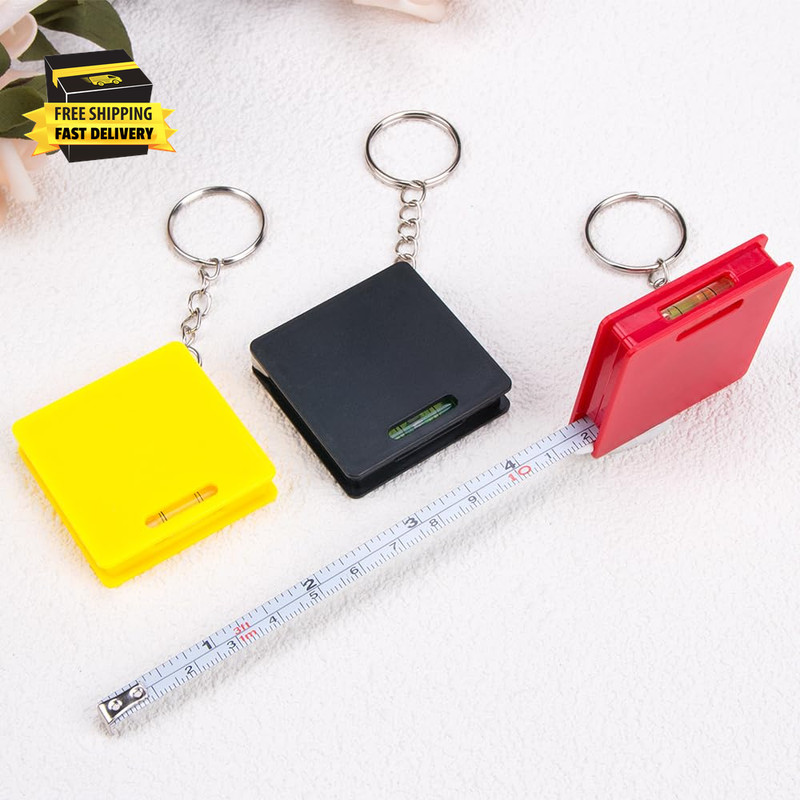 3Pcs Compact Mini Keychain Tape Measure Portable Square Bubble Level Steel Ruler gallery