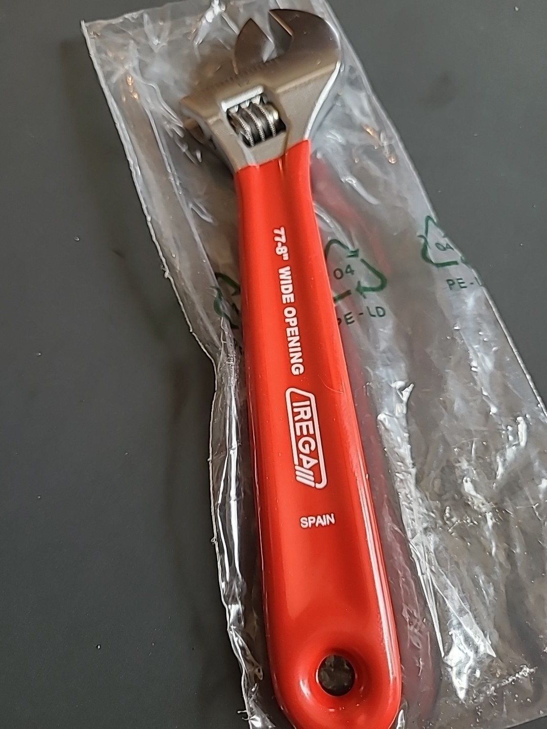 IREGA 77-8 8" WIDE PRECISION ADJUSTABLE WRENCH RED PVC HANDLE MADE IN SPAIN gallery