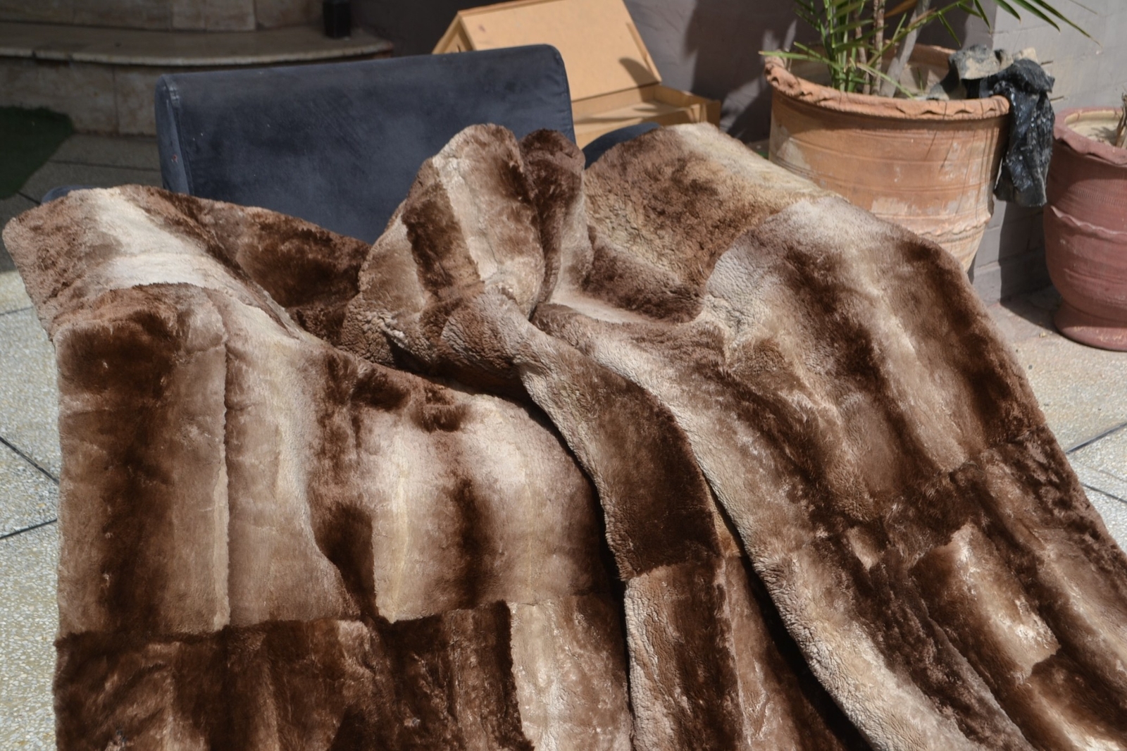 Genuine Real Sheared Phantom Beaver Fur Blanket King Size throw 83" x 73" Rug gallery