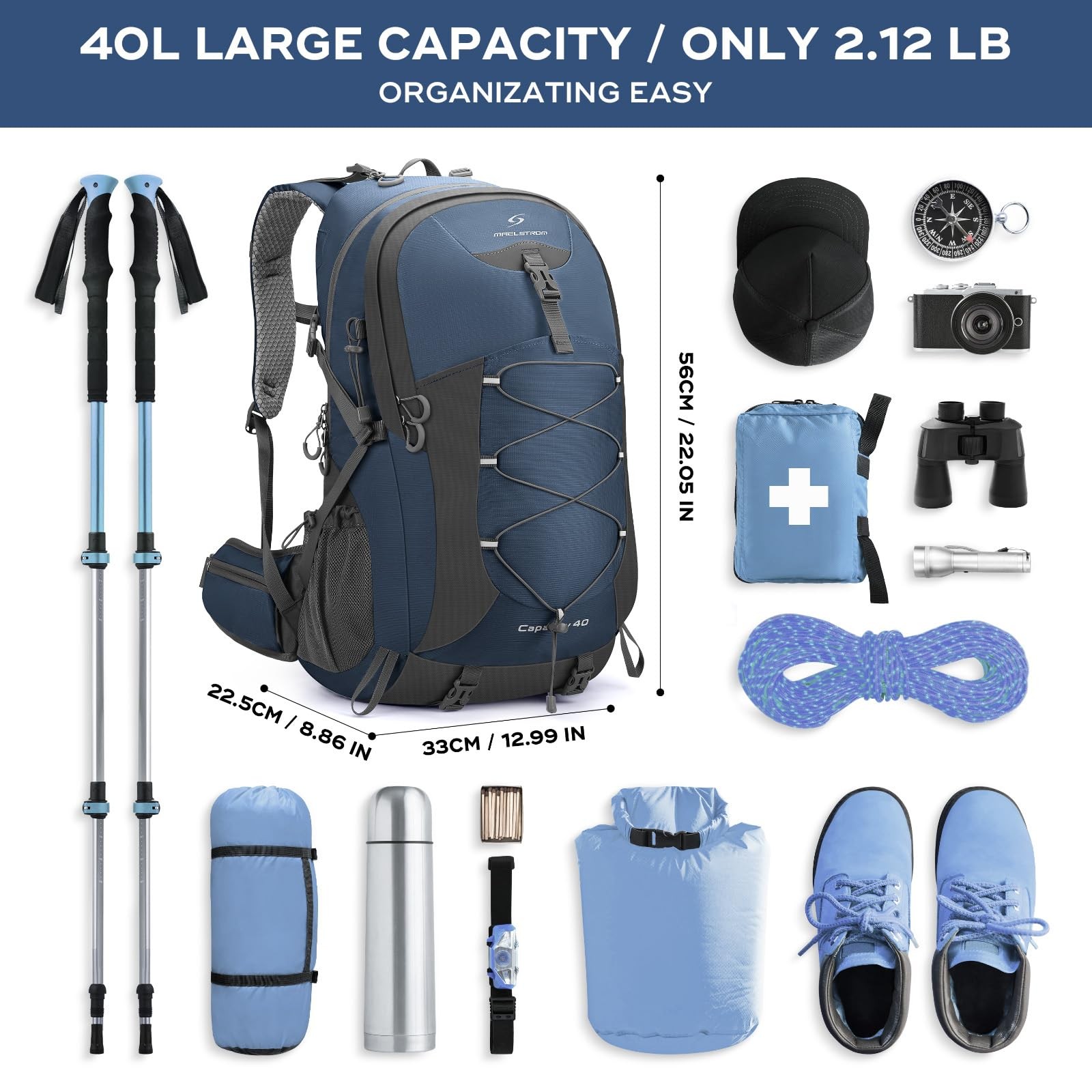 Maelstrom Hiking Backpack,Camping Backpack,40L Waterproof Hiking Daypack with... 2