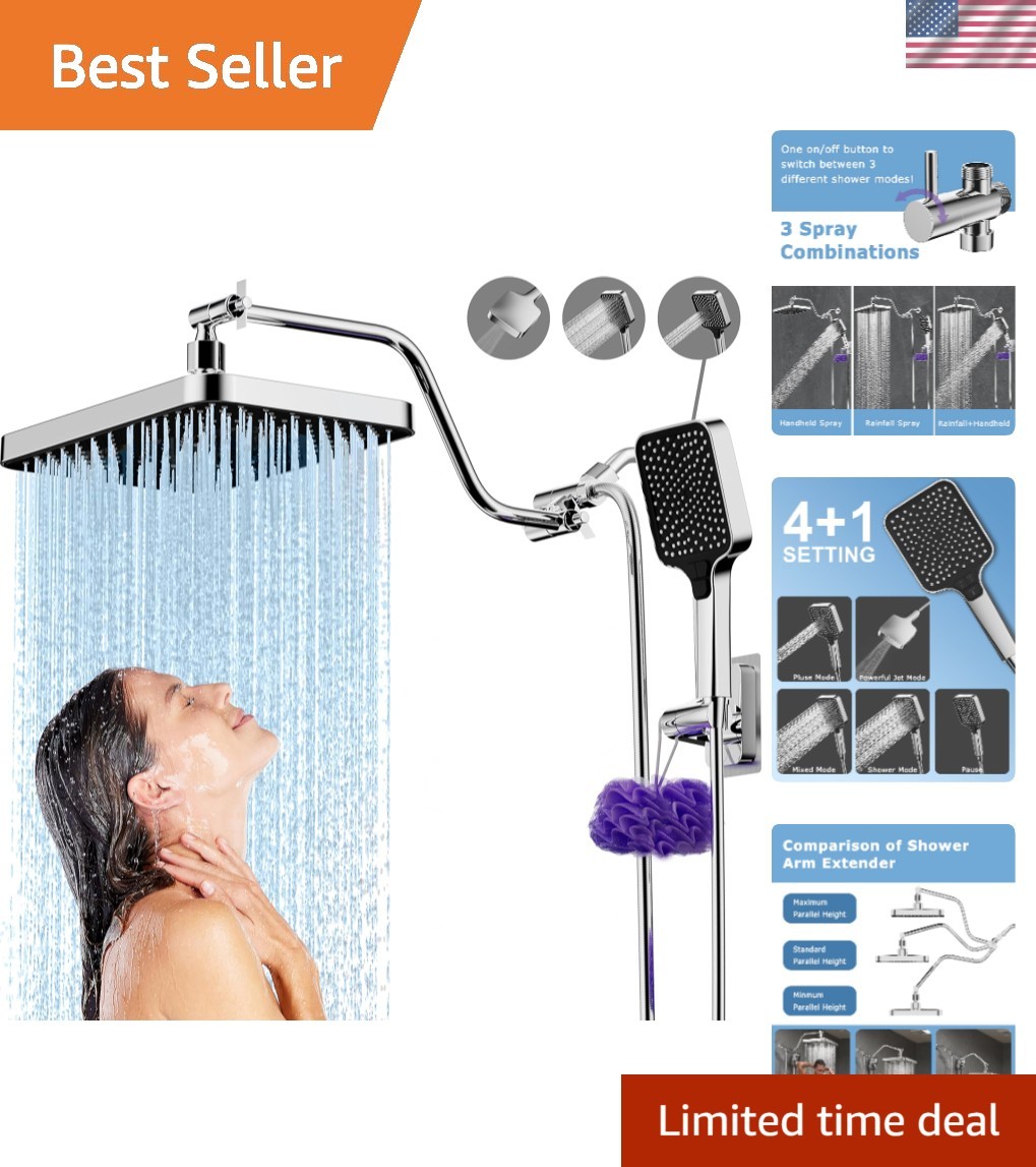 13 Inch Rain Shower Head High Pressure with Handheld Extension Arm Combo gallery