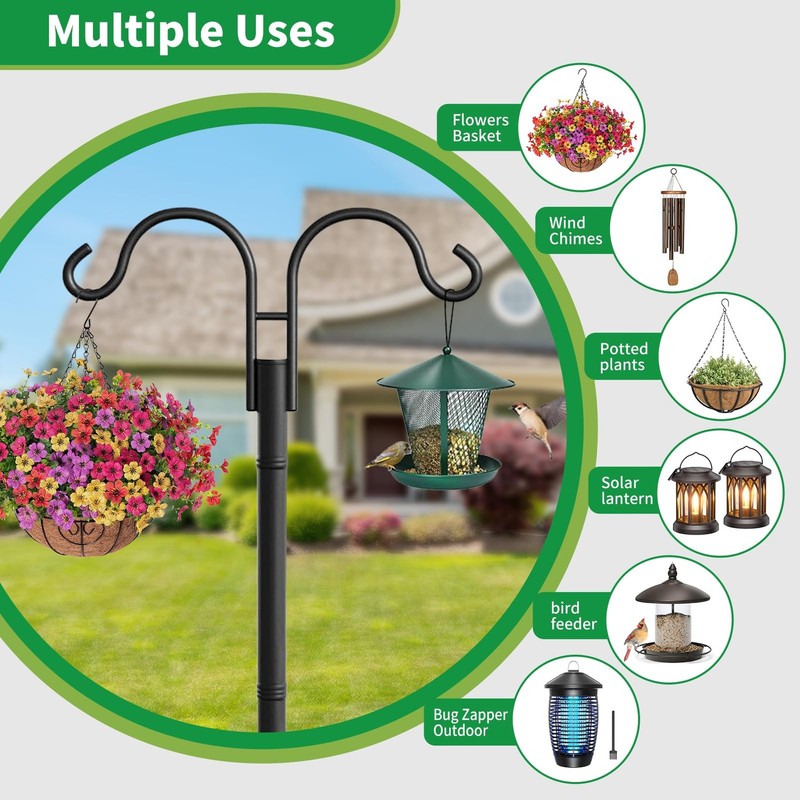 Double Shepherds Hooks for Outdoor 76”2 Pack Adjustable Shepard for Garden Hu... gallery