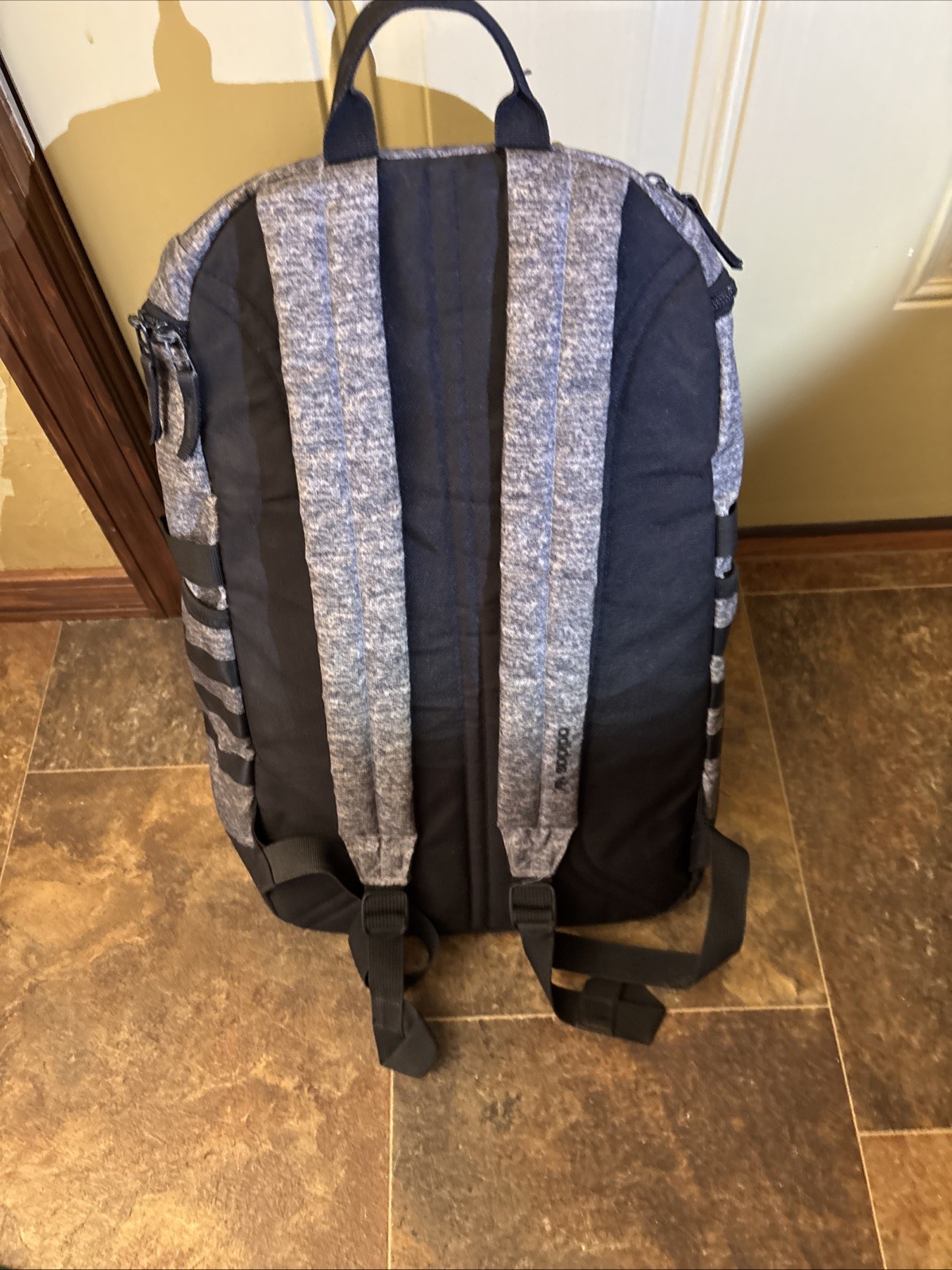 Adidas Backpack Large Gray & Black letter G monogrammed on front 4