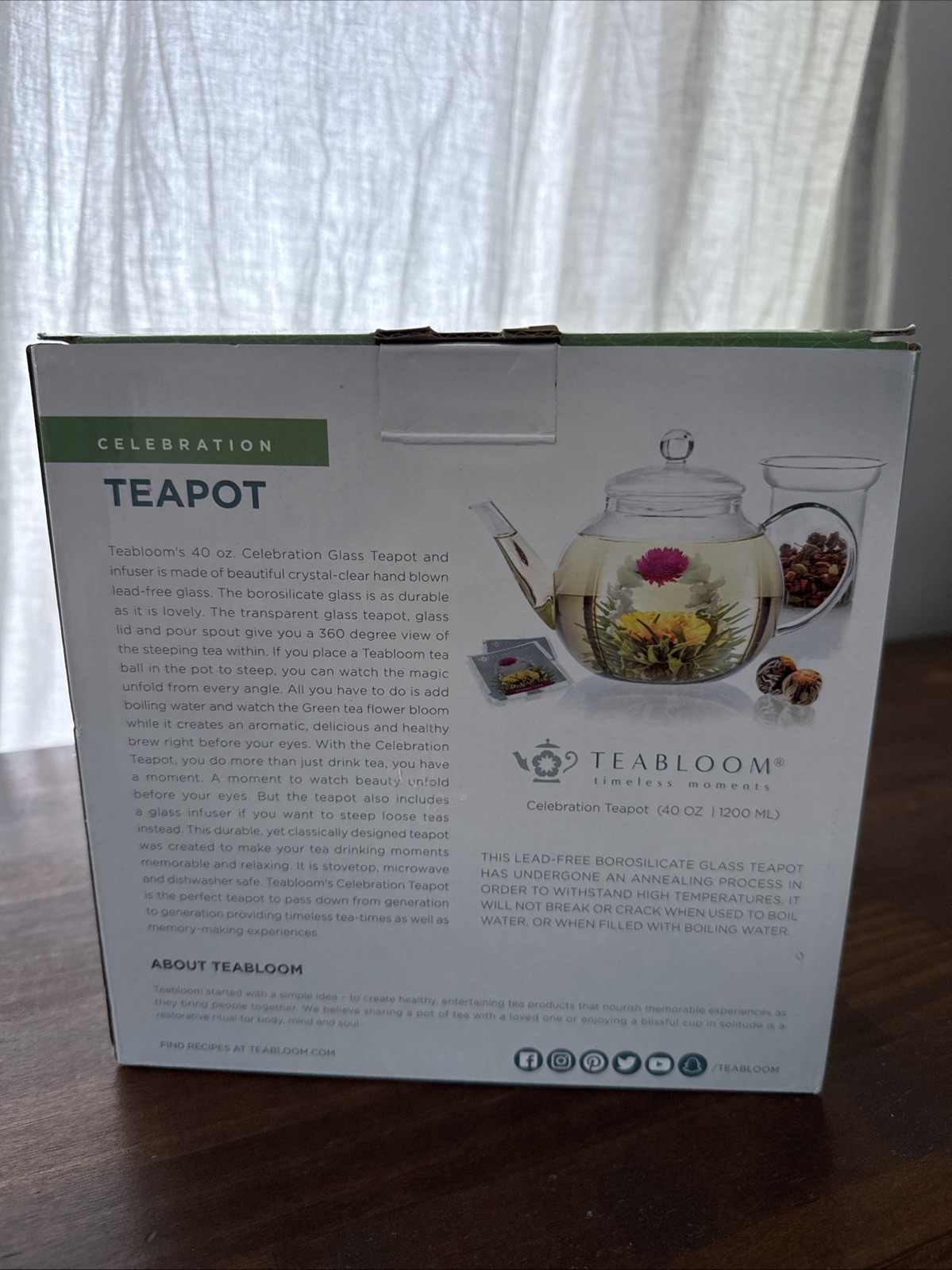 Teabloom Celebration Glass Teapot with Loose Tea Glass Infuser BRAND NEW gallery