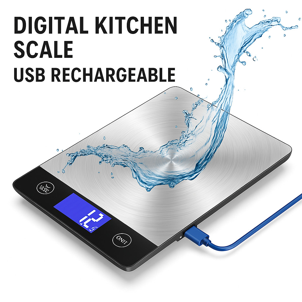 Digital Food Scale 33lb Kitchen Weight Scale USB Rechargeable Stainless Steel gallery
