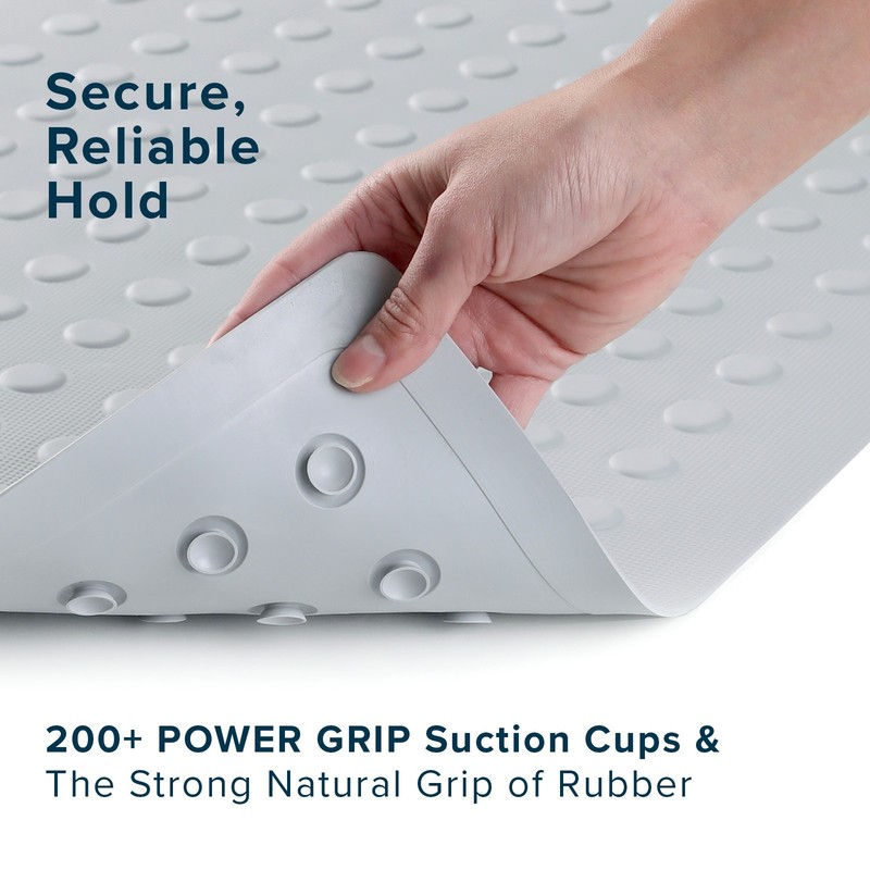 Extra Long Rubber Bath Safety Mat: Gray In-Tub Suction Cup Mat gallery