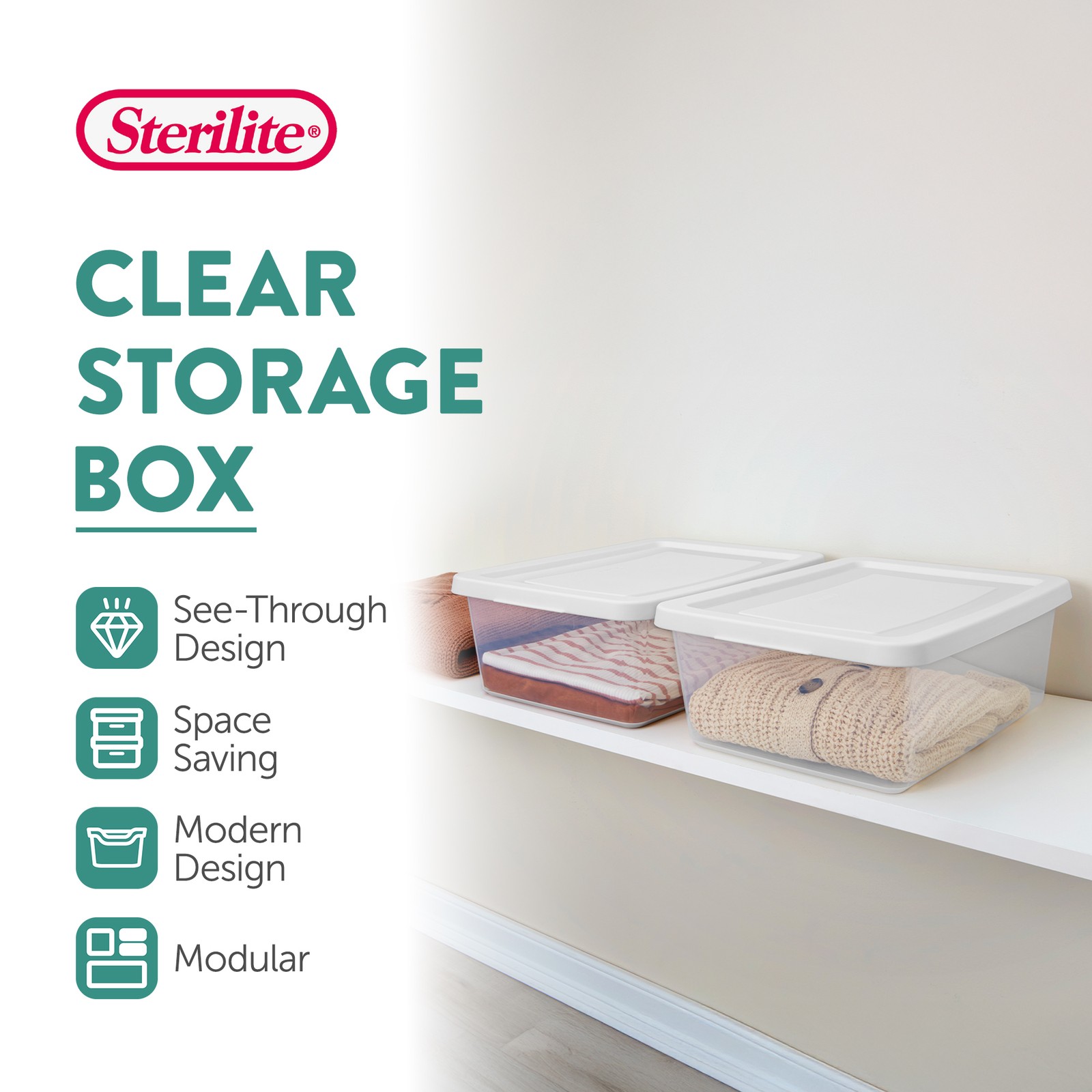 Sterilite 12Qt Storage Box, Stackable Plastic Container, Home Organizer, 12 Pack gallery