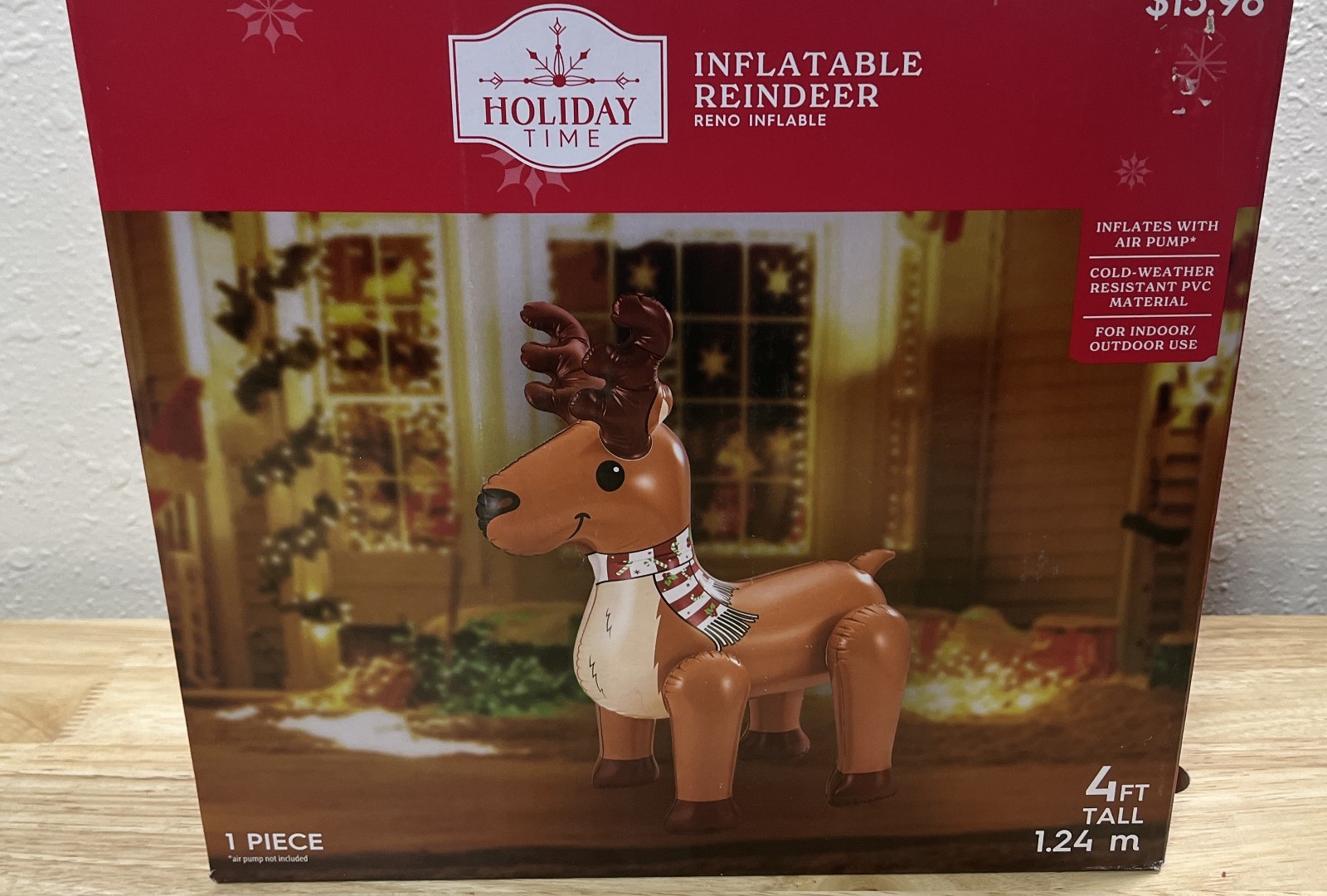 Holiday Time Inflatable Reindeer - 4 Feet Tall - Indoor Outdoor - Christmas -New gallery
