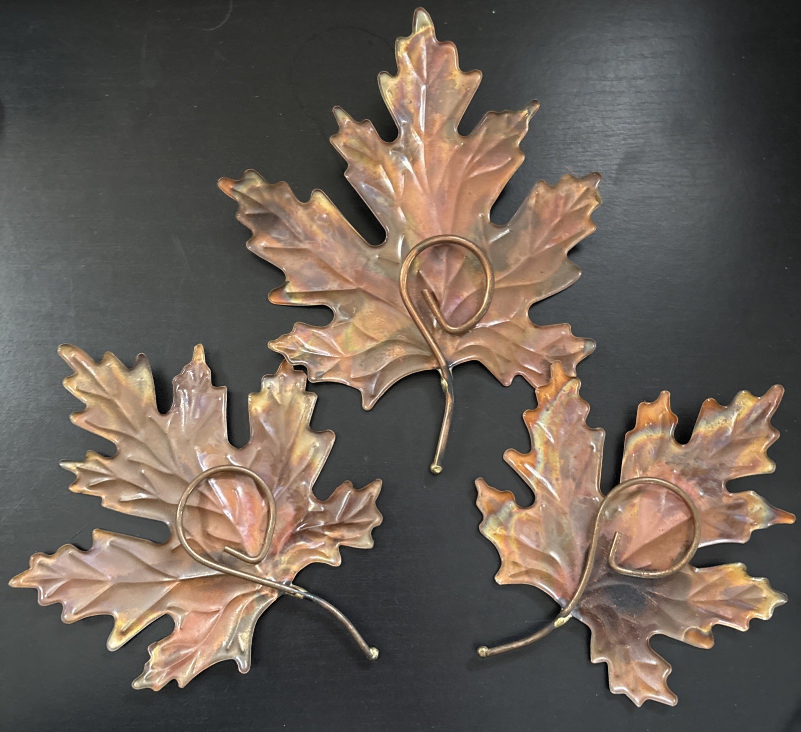 Vintage Mid Century Copper Metal Maple Leaf Wall Hanging Leaves Sculpture MCM 3 gallery