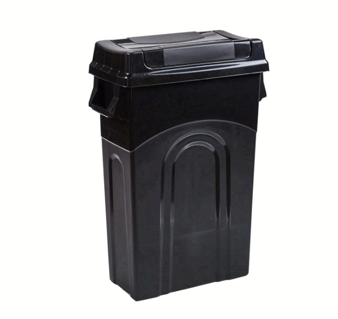 United Solutions 23 Gallon Slim Trash Can w/ Swing Lid Black gallery