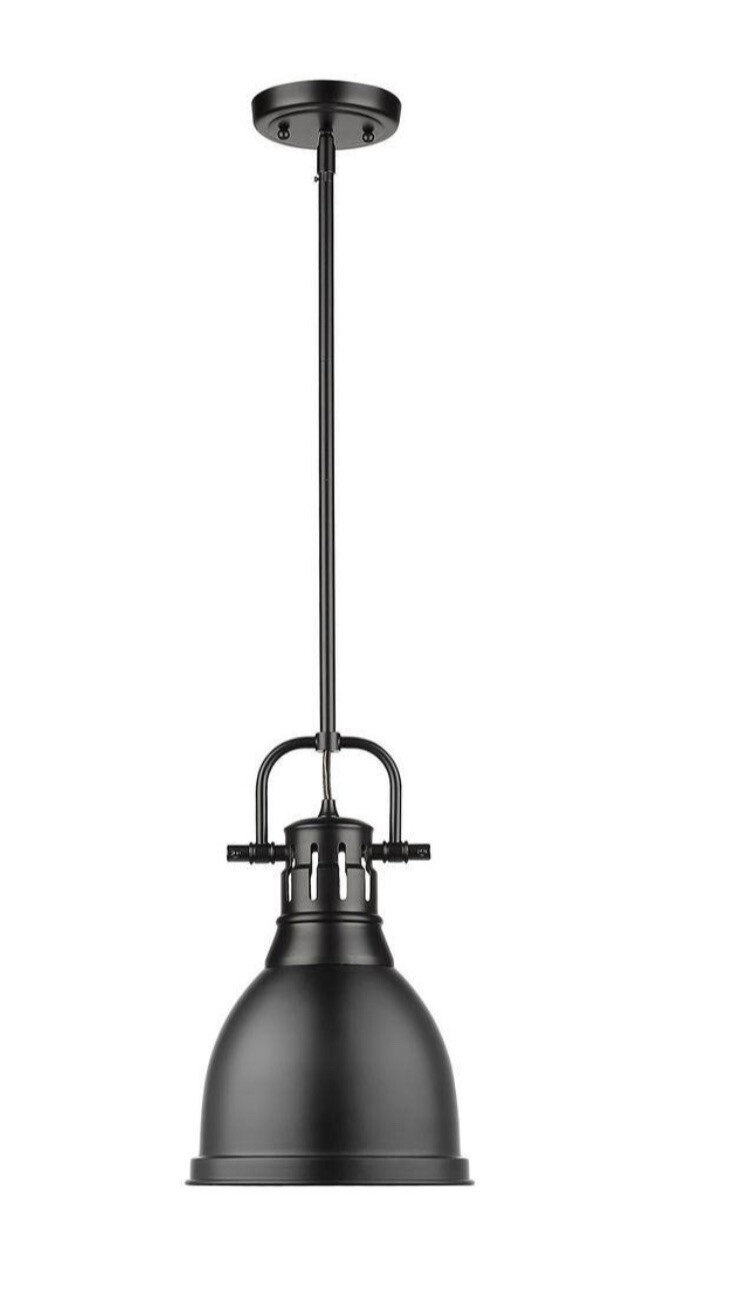 Duncan 1-Light Black Mini-Pendant and Chain with Matte Black Shade gallery