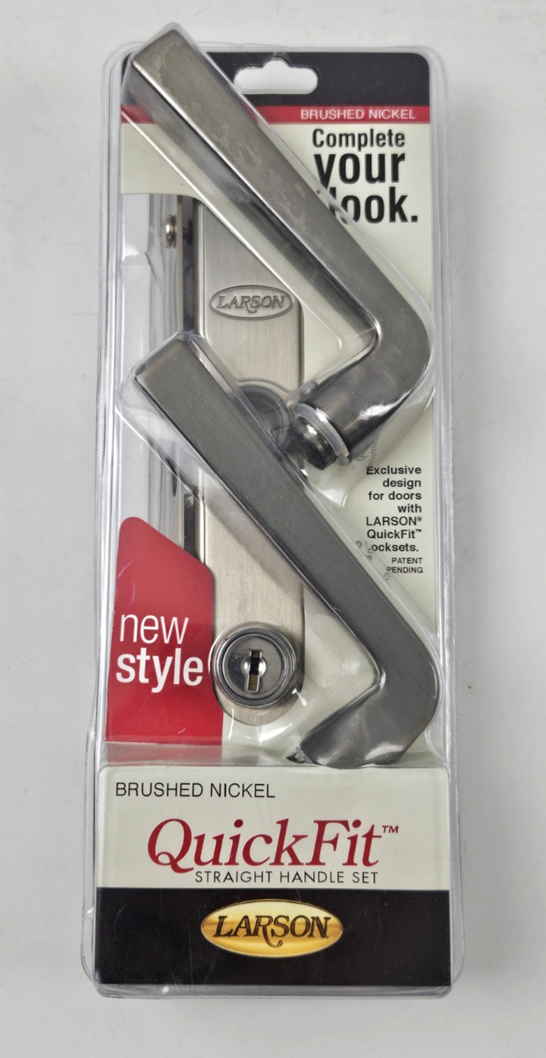 Larson QuickFit Keyed Storm Door Straight Handle Set - Brushed Nickle 20298917 gallery