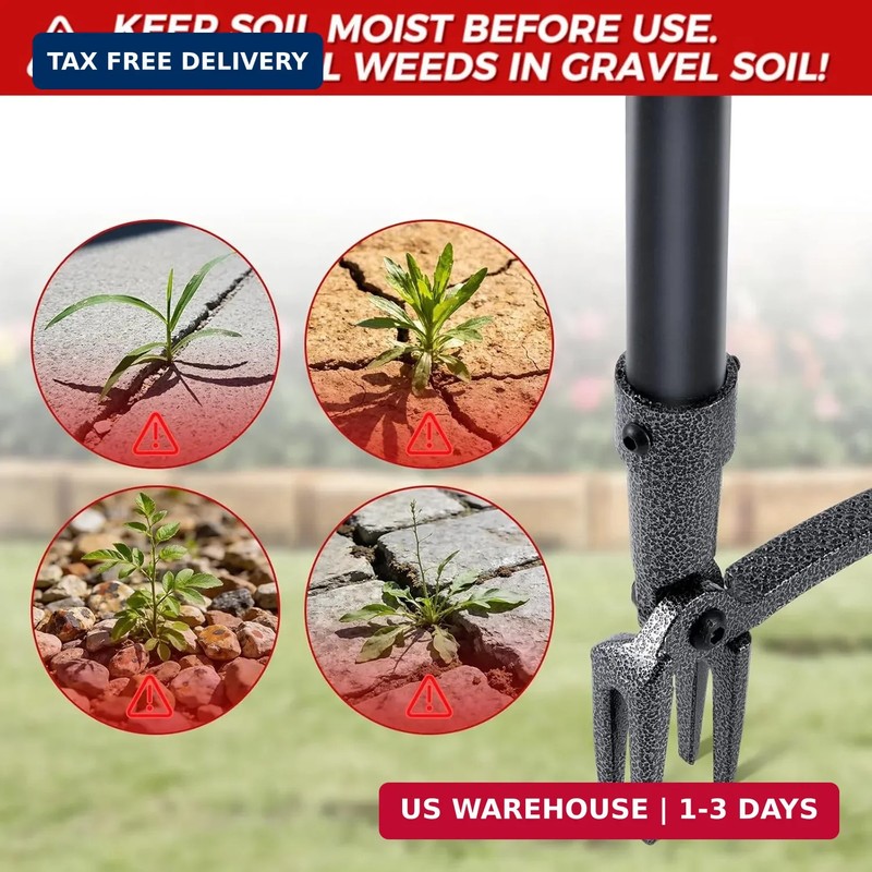 Stand Up Weed Puller Tool, 46" Adjustable All-Metal Long Handle Weeder with 4-Cl gallery