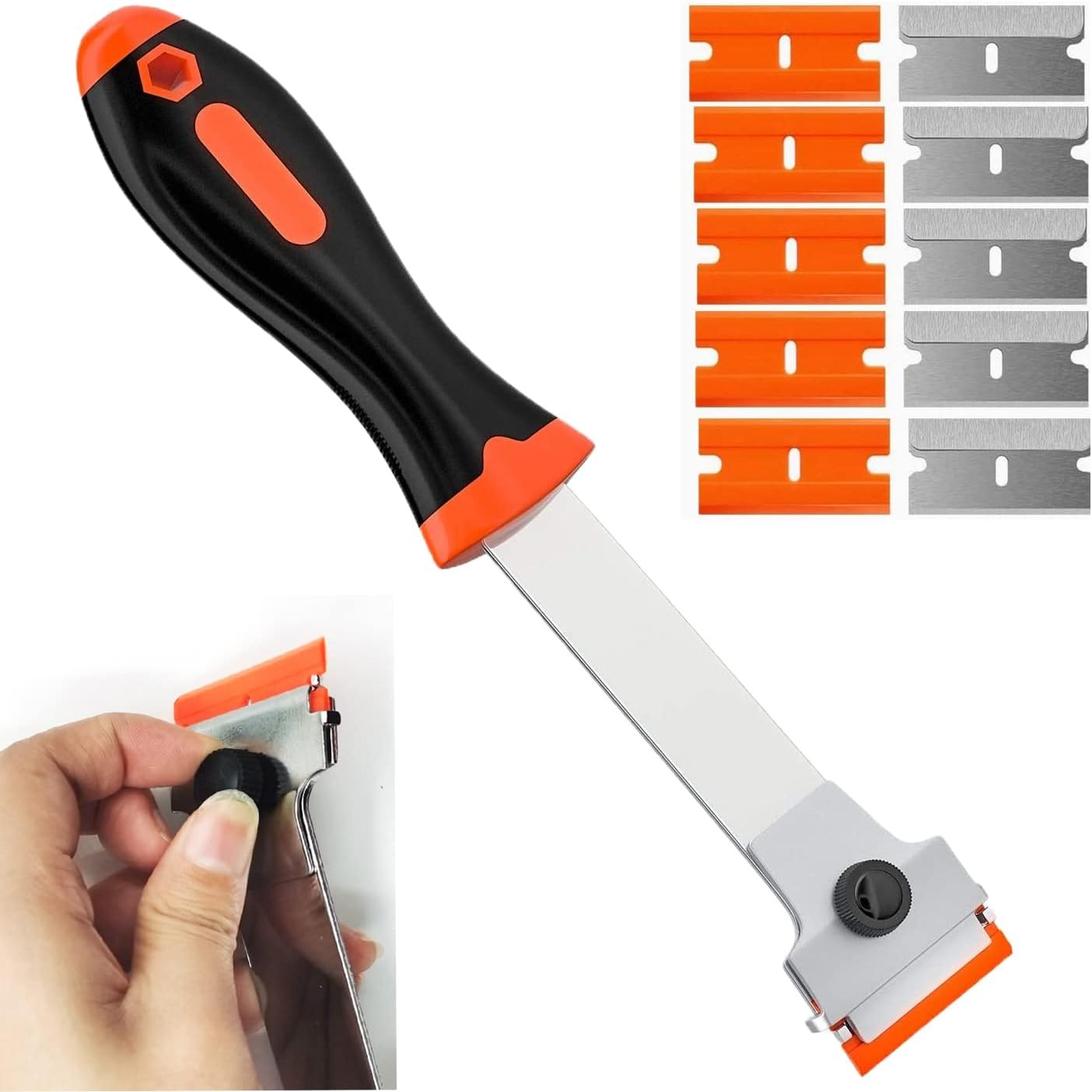 Razor Blade Scraper, Long Handled Scraper Tool with 10 Extra Replacement Blades, gallery