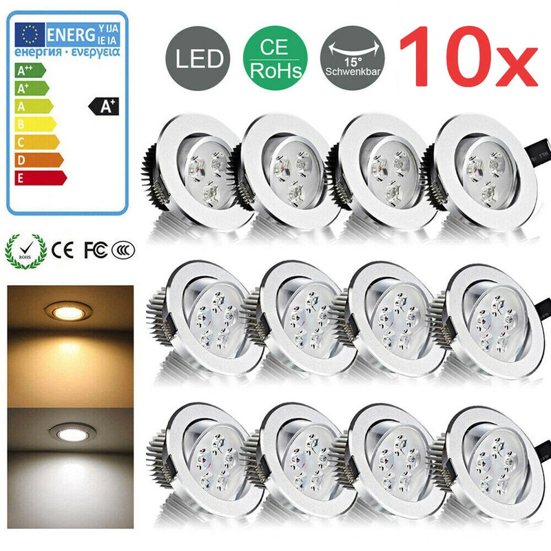 4/10PCS Dimmable Recessed LED Ceiling Downlight Spot Light Lamp 85V-265V Round gallery