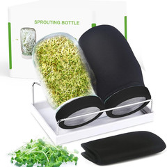 Organic Seed Sprouting Kit – 2 Mason Jars, Stainless Lids & Microgreens Stand