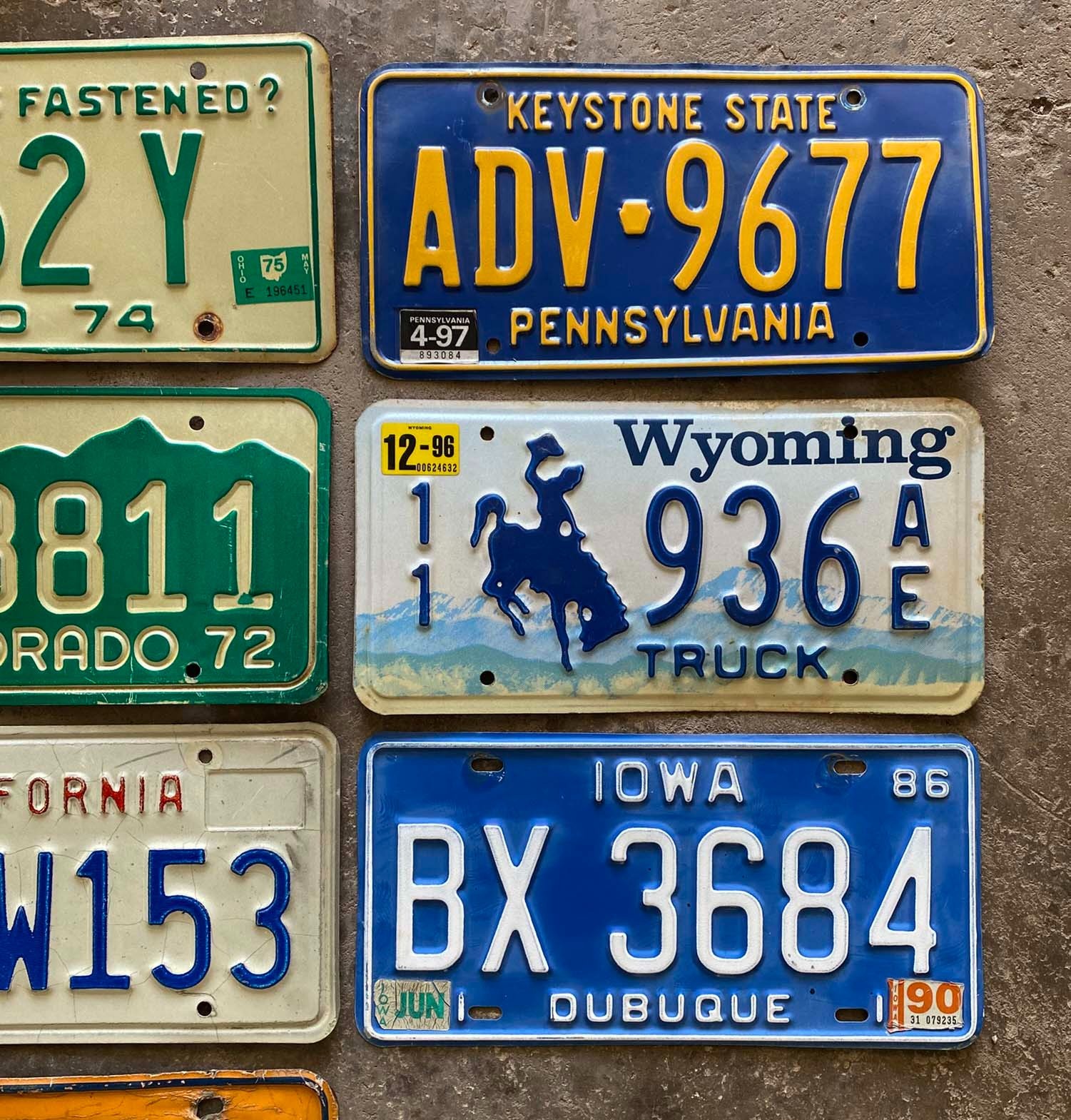 Vintage Craft Mixed State Canada Decorator Flea Market License Plate Lot of 10 gallery