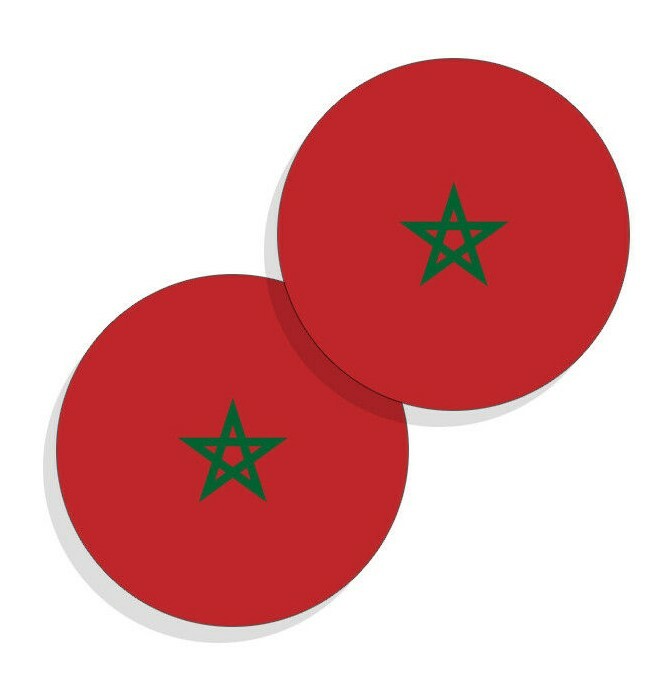 Morocco Flag Stickers Flag Decals Vinyl Round Indoor Outdoor Circles 4 pack gallery