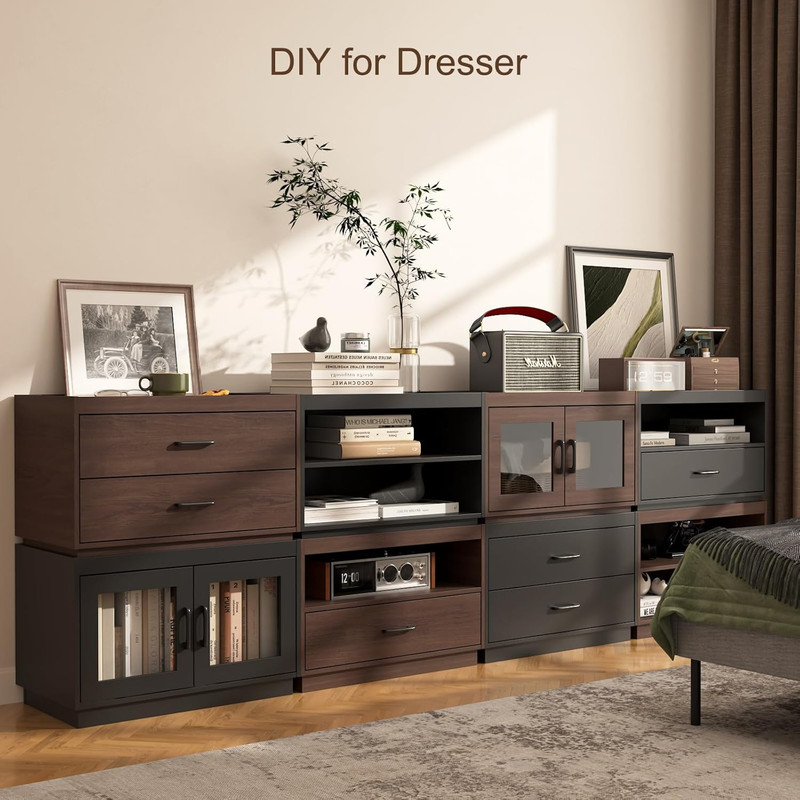 Stackable Storage Drawers, 28" Wide Storage Bins with 2 Drawers for Closet Organ gallery