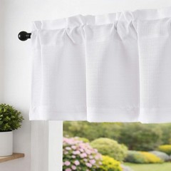White Valance for Windows – Light Filtering Faux Linen Textured Small Window …