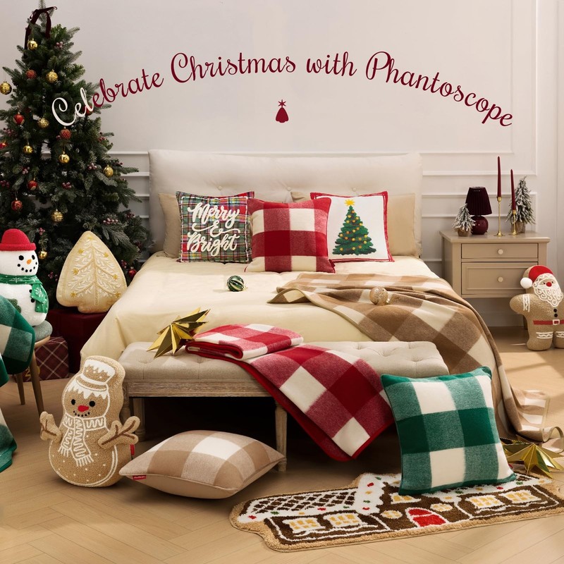Phantoscope Christmas Throw Blanket, Premium Faux Wool Buffalo Check Blanket ... gallery