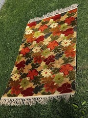 Lees Hand-Tufted Floral Wool Viscose Rug Blue Green Ivory MCM Carpet