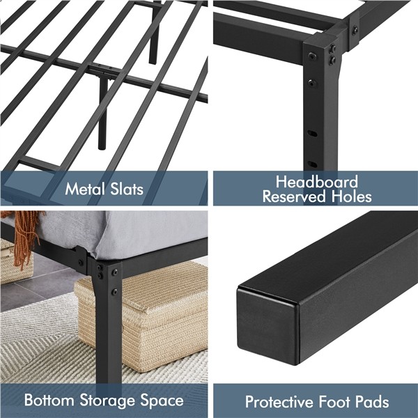 Metal Platform Bed Frame Non-Slip Design/No Box Spring Needed 14/16/18 Inch gallery